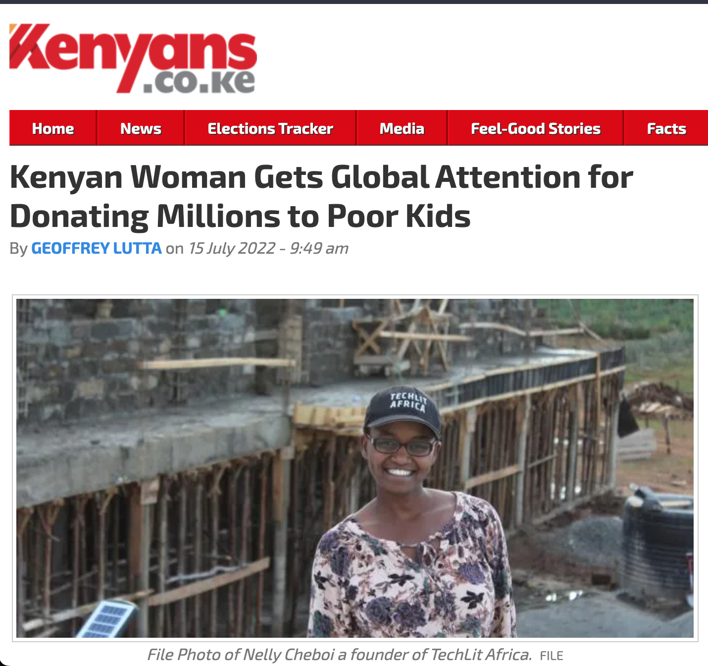 Kenyans.co.ke features Nelly Cheboi after CNN Hero