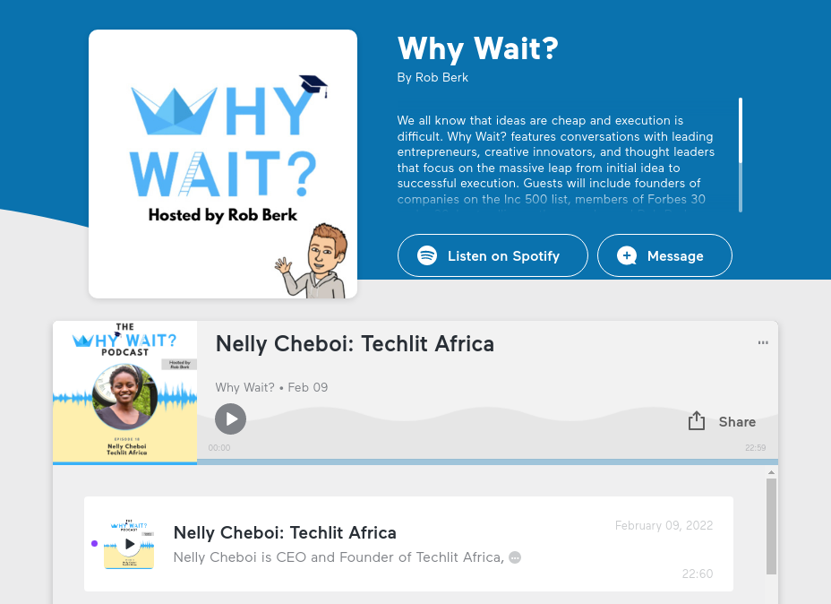 Nelly Cheboi and Techlit Africa on the Why Wait Podcast 