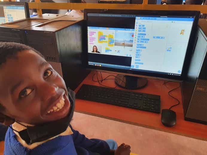 TechLit Africa student learning to code with Scratch in Kenya