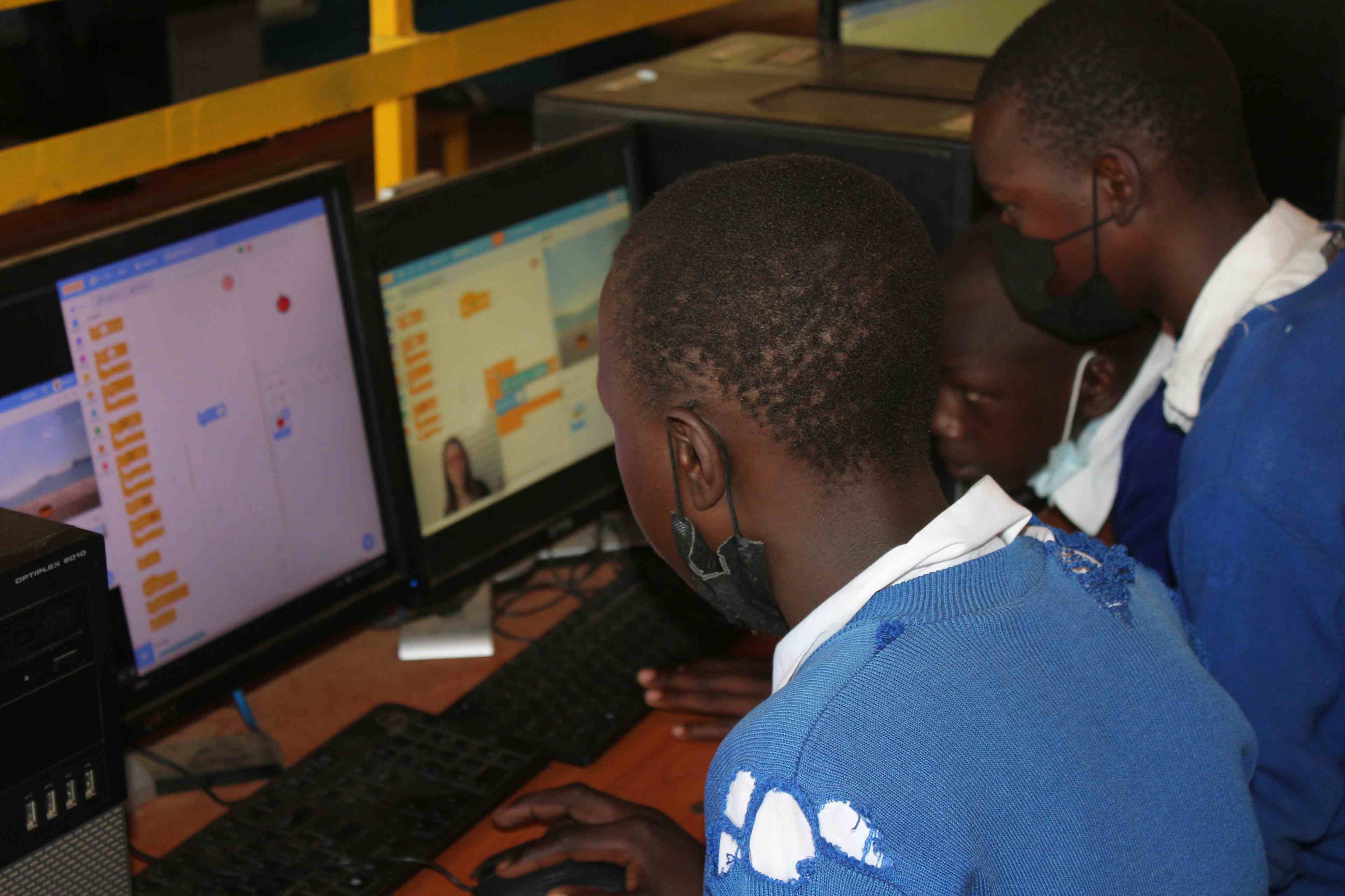 Mogotio Primary Students pair programing on scratch